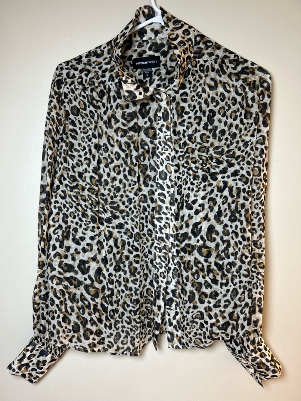 Fifteen Twenty Leopard Print Silk-Feel Shirt - Black, Brown, Cream